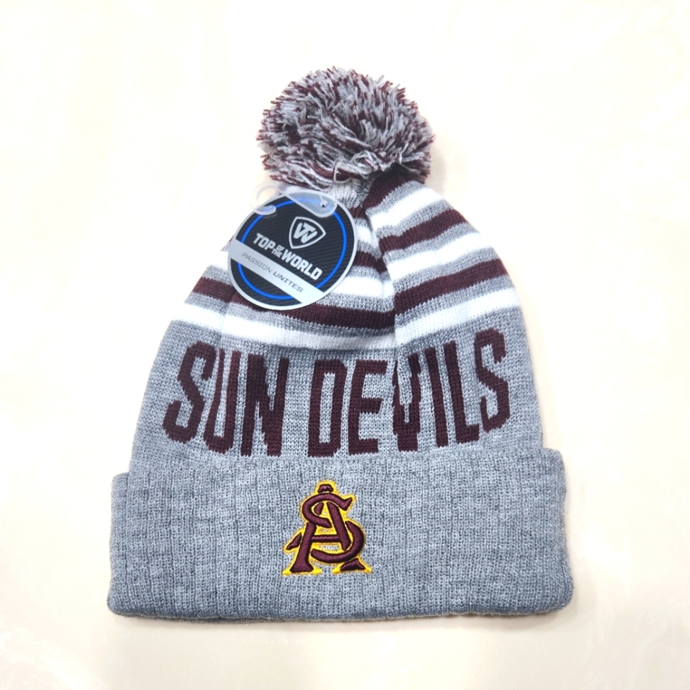 ARIZONA STATE SUNDEVILS|Top Of The World Knit Pom Pom Beanie|New with Tags